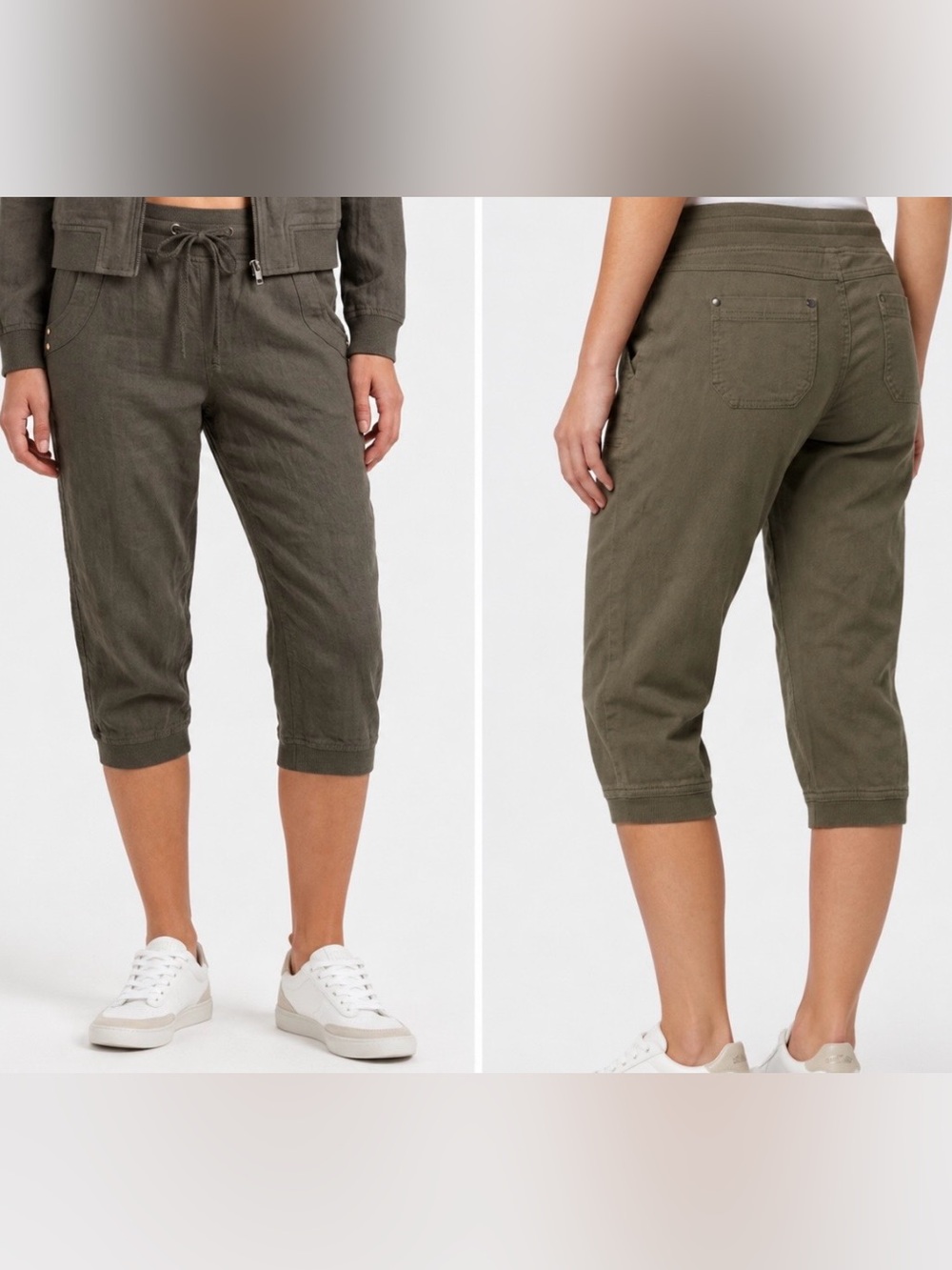 SEDUCTIONS Drawstring Cropped Capris in Olive